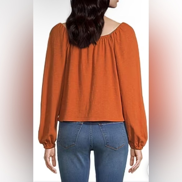 a.n.a. Split Tie Neck Long Sleeve Blouse PS - Picture 2 of 10